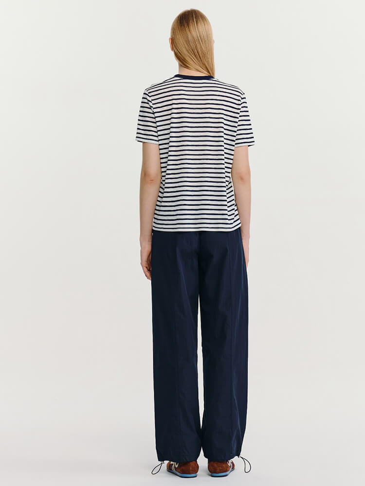 Minimalist Embroidered Stripe T-Shirt - Image 6