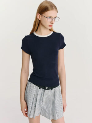 Contrast Collar Short Sleeve Slim Tee