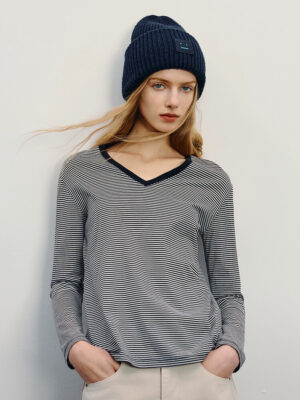 Breathable Fine Stripe Long Sleeve Top