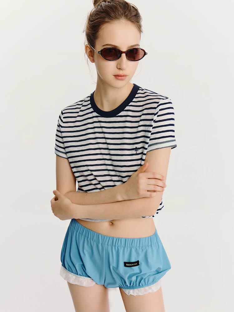 Minimalist Embroidered Stripe T-Shirt - Image 3